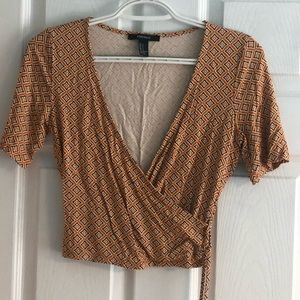 Forever 21 Cropped Tie Shirt